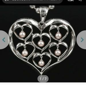 Sterling silver pink pearl heart pendant